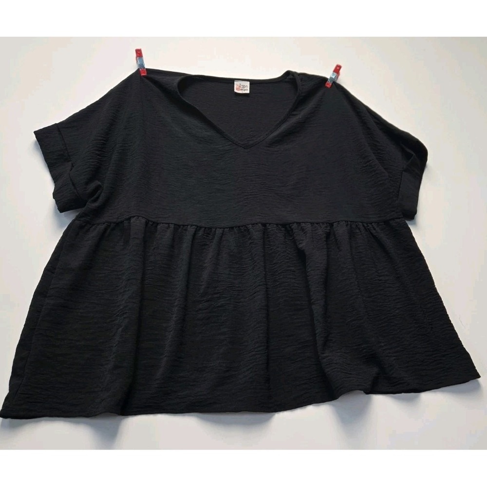 Zig Zag Womens Black Short Sleeve Blouse Size XL